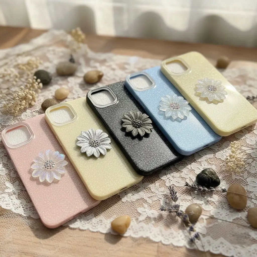 IPHONE 13, 14 FANCY FLOWER GUILTY COVER (BLCK, BLUE, YELLOW, PINK)