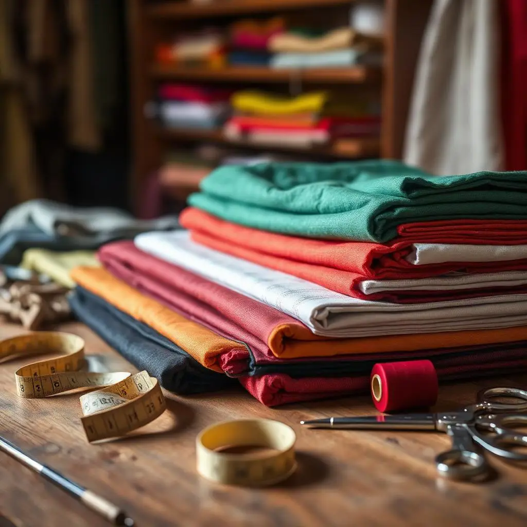 Fabrics on the cutting table