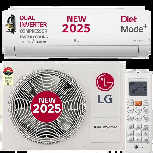 LG 6 in 1 Convertible 1.5 Ton 3 Star Dual Inverter Split AC with 6 Step Fan Speed (2025 Model, Copper Condenser, US-Q18RNXE.AMLG)