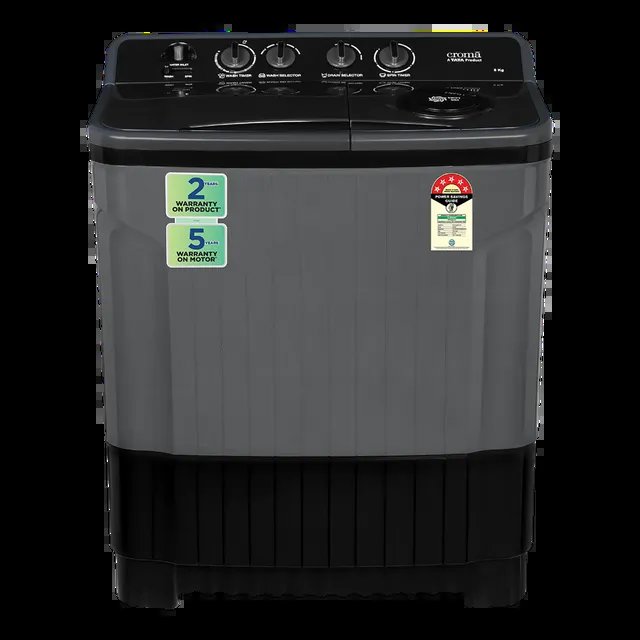 Croma 8 kg 5 Star Semi Automatic Washing Machine with Magic Filter (CRLW080SMF248602, Black)
